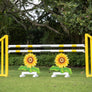 Yellow aluminum picket jump standards