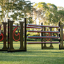 Custom logo horse jump standards made by Dalman Jump Co.