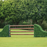 Arched turf hunter standards with natural wooden poles