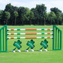 Jump for Kevin horse jump with green standards and shamrock fillers