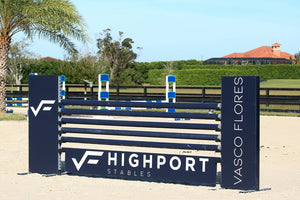 Flat panel logo gate from Dalman Jump Co.-- Highport Stables