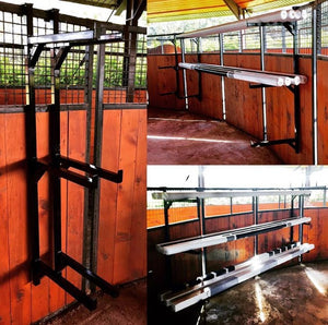 Hanging pole racks for horse jump storage from Dalman Jump Co.