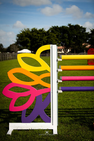 yellow,ornage, pink and purple Aluminum flower horse jump standards 