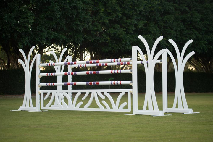 White Harvest horse jump standards(Designer Series) from Dalman Jump Co.
