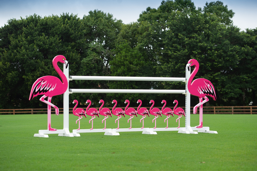 Flamingo themed horse jump