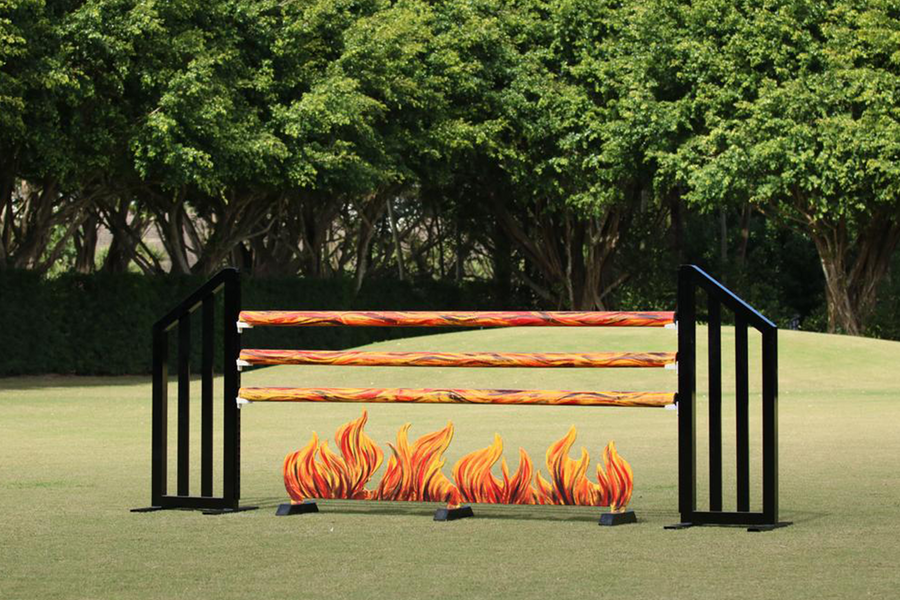Fire themed horse jump fillers and poles