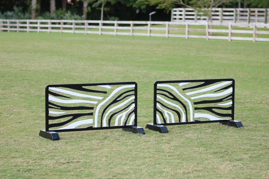 Zebra cutout jump fillers from Dalman Jump Co. — black and white